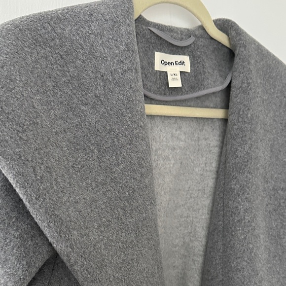 Open Edit Gray Wrap Robe Coat - Picture 4 of 7